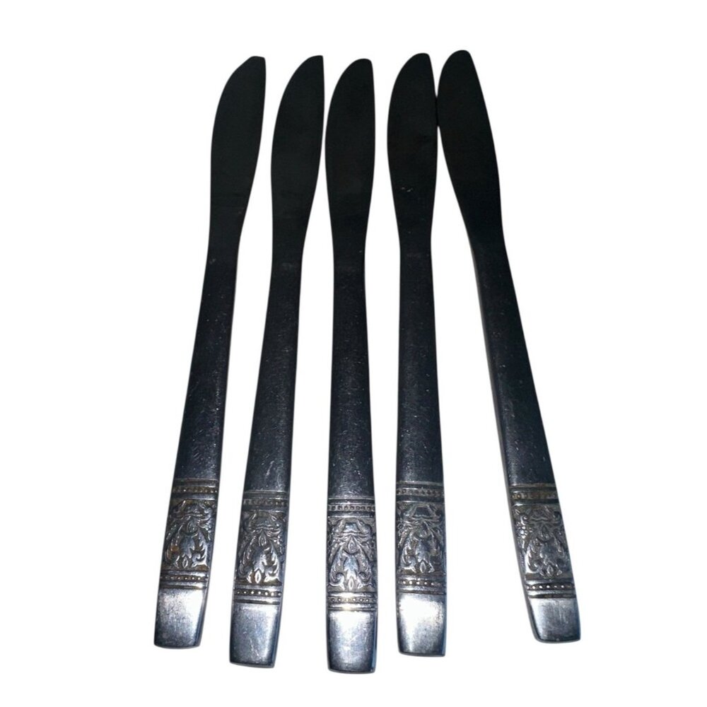 Vintage MCM Orleans Stainless ORL60 Scrolls & Dots Butter Knife Lot Of 5 Korea